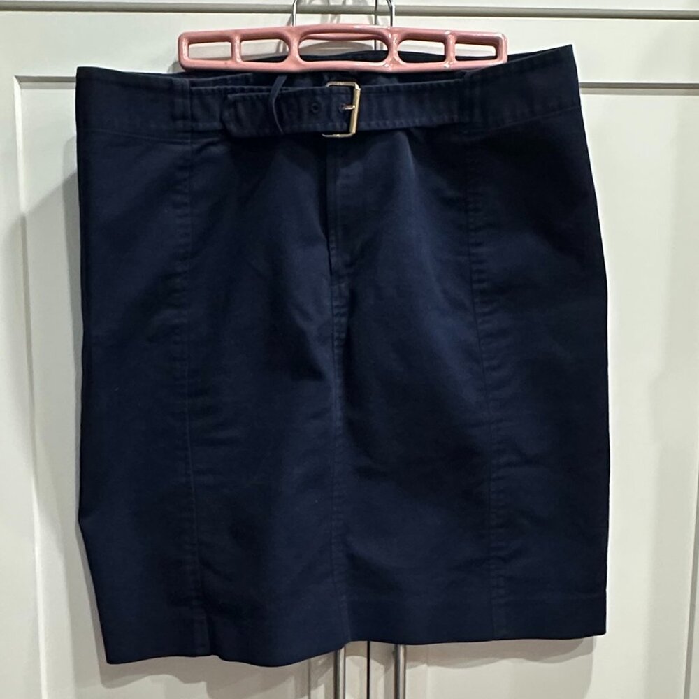 Lauren - Ralph Lauren Women's Skirt, Dark Blue, Size 14, Zipper front with belt